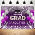 thumbnail image 5 of Silver Purple Graduation Backdrop, Sparkling Balloon Fireworks Bachelor Cap Class of 2025 Congrats Grad Photography Background, Congrats Grad Prom Party Decor Sign Supply Photo Studio Props 6x4ft, 5 of 5