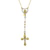 14K Gold Plated Sterling Silver Crystal Ball Rosary Tri-Color Necklace 26"