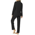 thumbnail image 4 of NSLGXD Women's Pajamas Set Cute Polka Dot Print 2 Piece Outfit Sets Button Up Long Sleeve Top and Palazzo Pant Fall Pajamas Set with Pocket, 4 of 6