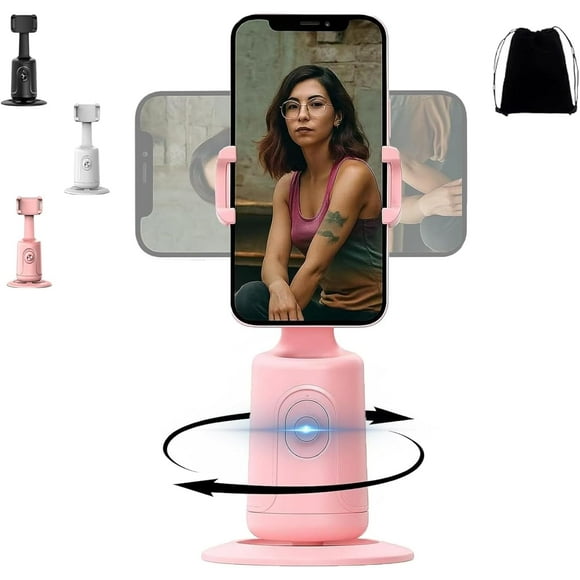 Shoplyhube Smart AI Facial Recognition Phone Tripod, Auto Face Tracking for iPhone Android, 360° Rotation Phone Stand, Rechargeable Smart Shooting Stand (Pink, Only Smart Tracking Gimbal)