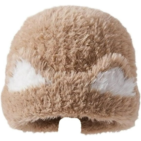 Knit Cap Autumn and Winter All-Match Cat Ear Plush Hat Warm Ear Protection Knitted Hat for Women Beanie(Beige)