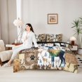 thumbnail image 4 of Castle Fairy Jungle Deer Full Size Bedding Sets 7 Pieces,Watercolor Leopard Print Boho Aztec Full Size Bed in a Bag,Sepia Orange Cream,Black Reversible, 4 of 7