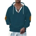 thumbnail image 2 of CQONEPT Sweatshirts for Mens 1/4 Zip V Neck Hoodies Drawstring Hooded Outdoor Y2K Pullover with Pockets Navy S, 2 of 6