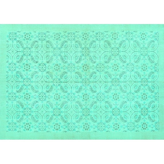 Ahgly Company Indoor Rectangle Persian Turquoise Blue Traditional Area Rugs, 8' x 10'
