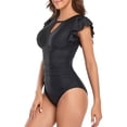 thumbnail image 2 of Gibobby Traje de Baño Sexy Bikini 2023 traje de baño de mujer Sexy recortado manga volante Bikini sólido traje de baño(Negro,G), 2 of 4