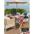 thumbnail image 4 of Outdoor Tablecloth with Umbrella Hole and Zipper, Black Christmas Rectangle Table Cloth 52x70 Inch Waterproof Tablecloth, Xmas Snowman Santa Elk Winter Snowflake Picnic Table Cover for Patio Camping, 4 of 7