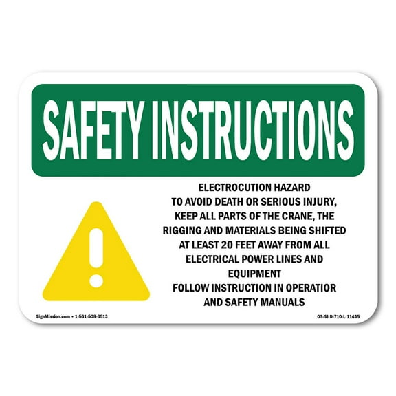 OSHA SAFETY INSTRUCTIONS Sign - Electrocution Hazard To Avoid With Symbol | Plastic Sign | Protect Your Business, Work Site, Warehouse | Made in the USA