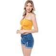 thumbnail image 4 of MixMatchy Women's Sexy Frill Knot Front Knit Strapless / Strap Tube Crop Top, 4 of 6