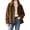 Brown, variant on Womens Sherpa Jacket Winter Warm Soft Jacket Soft, Cozy, Long Sleeve, Pockets, Winter Wear, Casual (White L)