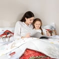 thumbnail image 5 of Feelyou White Western Horse Full Size Comforter Sets, Vintage Rustic Cabin Bedding Comforter Set, Christmas Poinsettia Plant Reversible Bedding Sets, Super Cozy Room Decor, 3pcs, 5 of 8