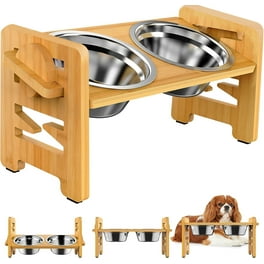 Bamboo dog bowl stand online