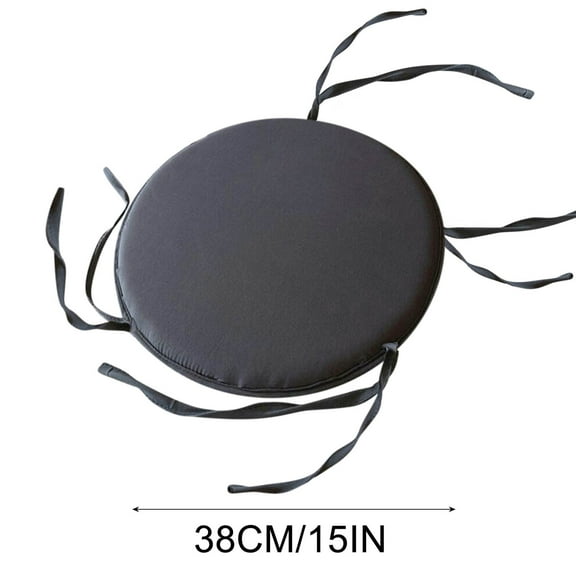 CuiLiyq Round Chair Cushions, 1 Pack 15" Indoor Outdoor Seat Pad with Ties, Garden Patio Home Seat Cushion, Soft Round Dining Kitchen Chair Pad Bar Stool Pad, 15 Inch, Dark Gray