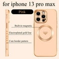 thumbnail image 2 of Magnetic Case for iPhone 13 Pro Max Case for Women Men [ Compatible with MagSafe ], Cute Love Heart Soft Back Cover Raised Full Camera Lens Protection Phone Case (6.7") - Pink, 2 of 12