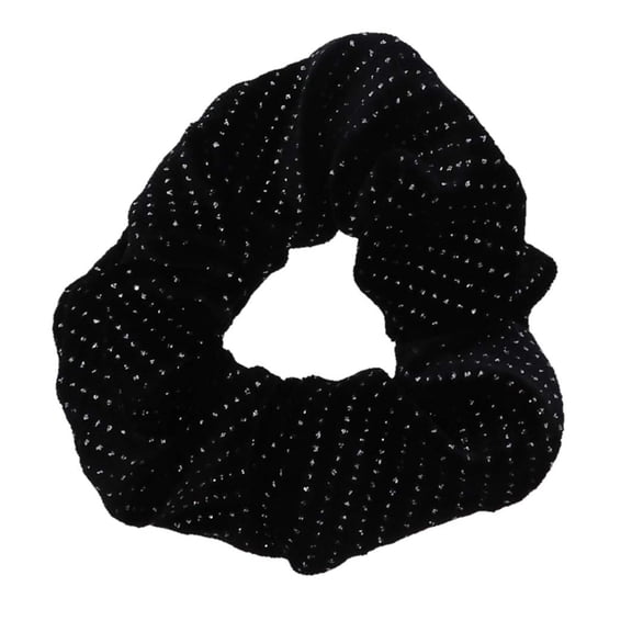 Motique Accessories Velvet Scrunchies with Silver Studs-Black