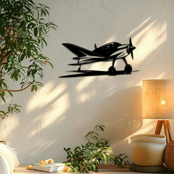 Room Decor Clearance Qianduo Airplane Metal Wall Sign Wall Decor Living Room Aircraft Hangar Decor Christmas Airplane Metal Wall Hangings Black Black, 1X Wall Sticker