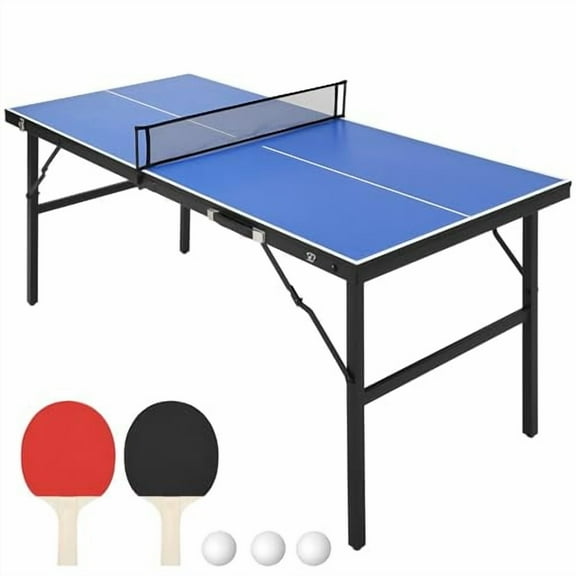 GAOMON Foldable Table Tennis Table, Portable Table Tennis Table with 2 Table Tennis Paddles and 3 Balls, Indoor and Outdoor Ping Pong Table Set, 5 Minute Assembly, 60 x 26 x 27.5 I