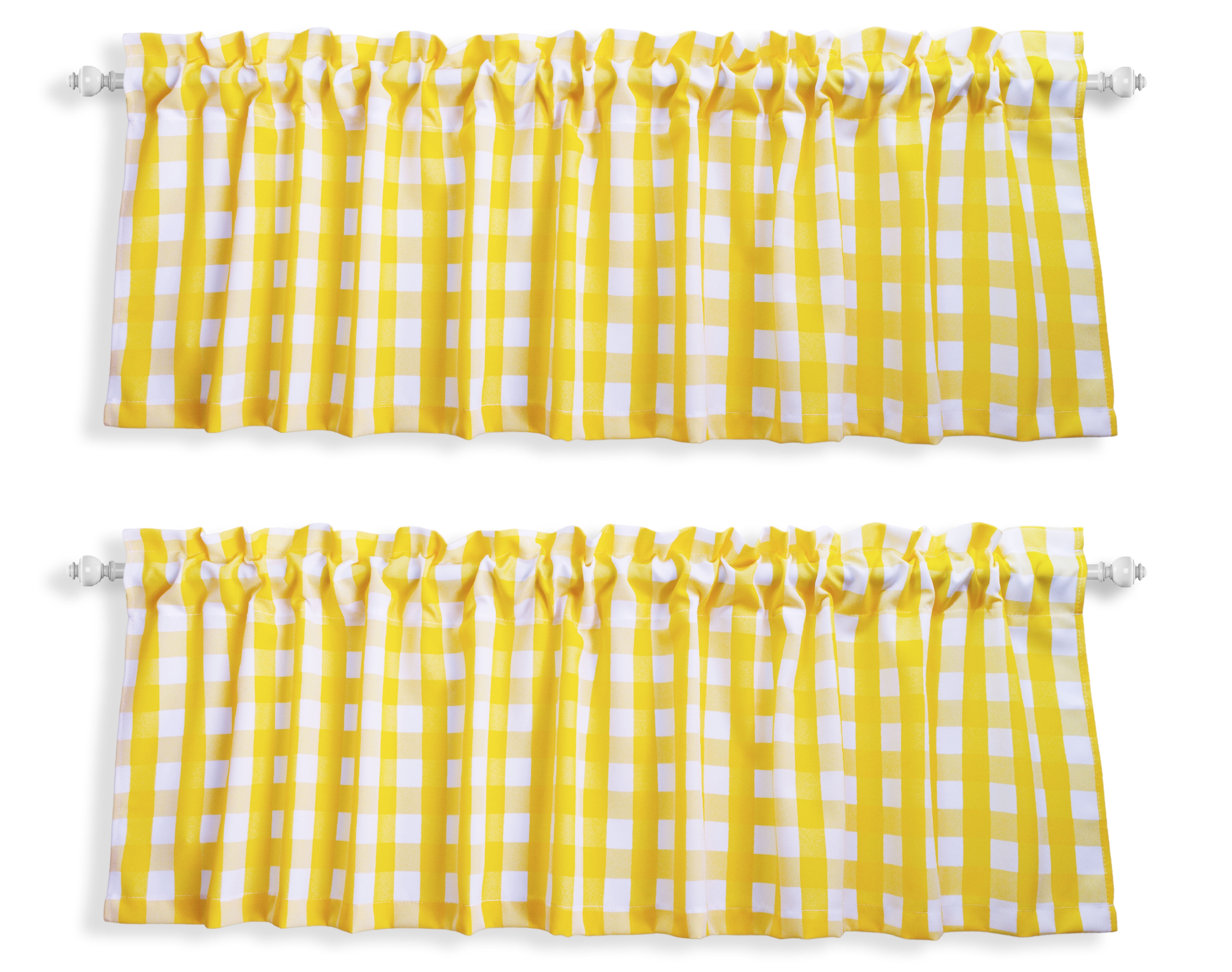 Aiking Home 2-Panels Rod Pocket Picnic Checkered Kitchen Curtain Valances 