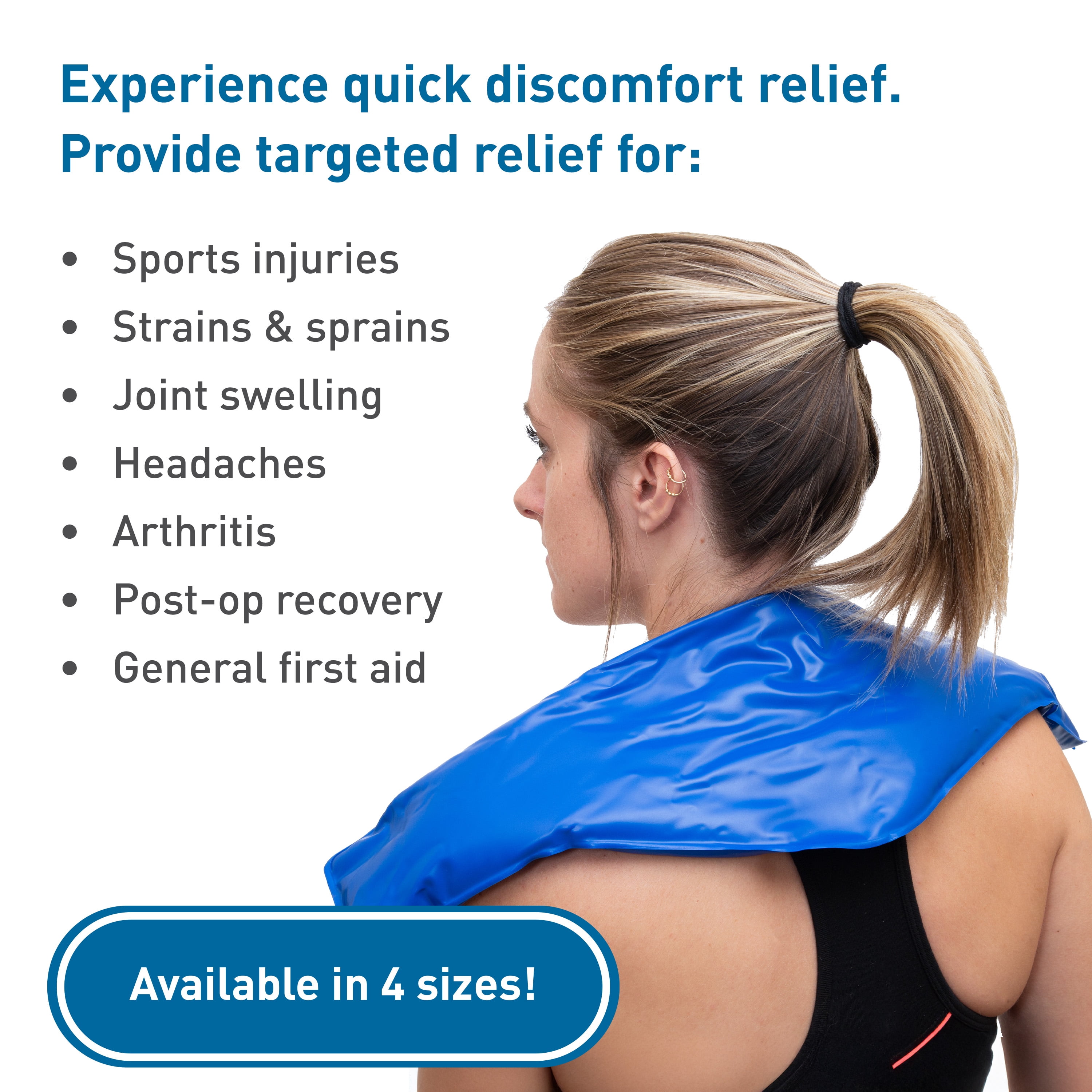 BodyMed Blue Vinyl Cold Packs - Reusable Flexible Ice Pack for Injuries – Neck and Shoulder Ice Pack Flexible – Neck Contour, 23-in. Long