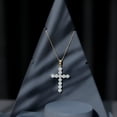 thumbnail image 6 of Rosec Jewels - Certified Moissanite Cross Necklace Pendant with Chain (D-VS1 Quality) - Womens Ready to Gift for Christmas, 10K Yellow Gold, 6 of 8
