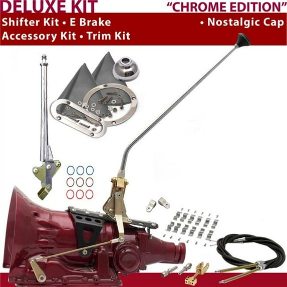 American Shifter 4L60E Shifter Kit Chrome 23 in. E Brake Cable Clamp Clevis Trim Kit for DCA44