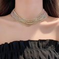 thumbnail image 2 of HAHDAXIA Multi-layered Rhinestone Choker Gold Full Rhinestone Necklace for Women Silver Layered Chain Necklace Wedding Gift for Bride, 2 of 7