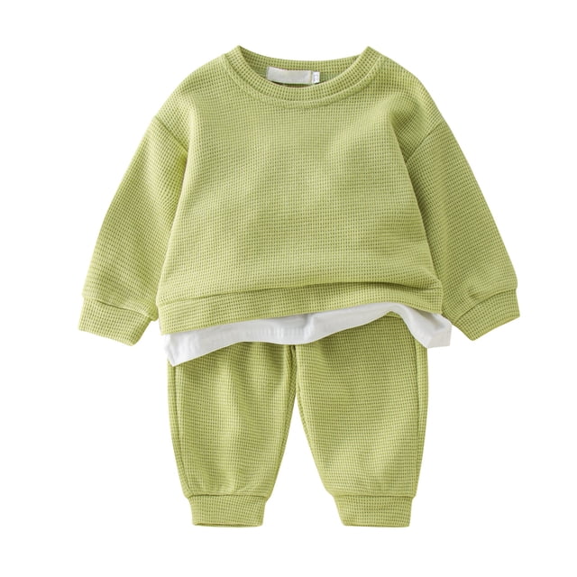 Kids Knitted Tracksuit Set Ribbed Sportswear Outfits for Toddlers and Children Two Piece Comfy Wear