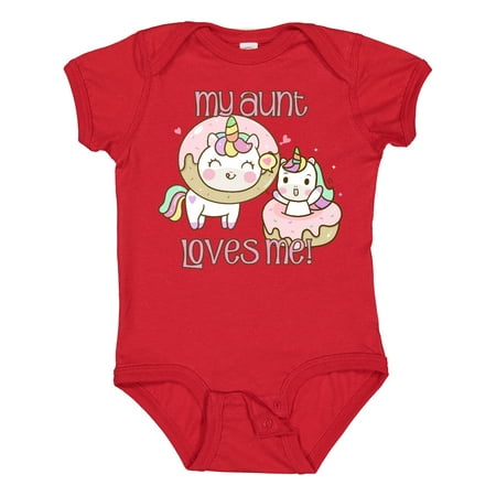 

Inktastic My Aunt Loves Me Unicorn Gift Baby Boy or Baby Girl Bodysuit