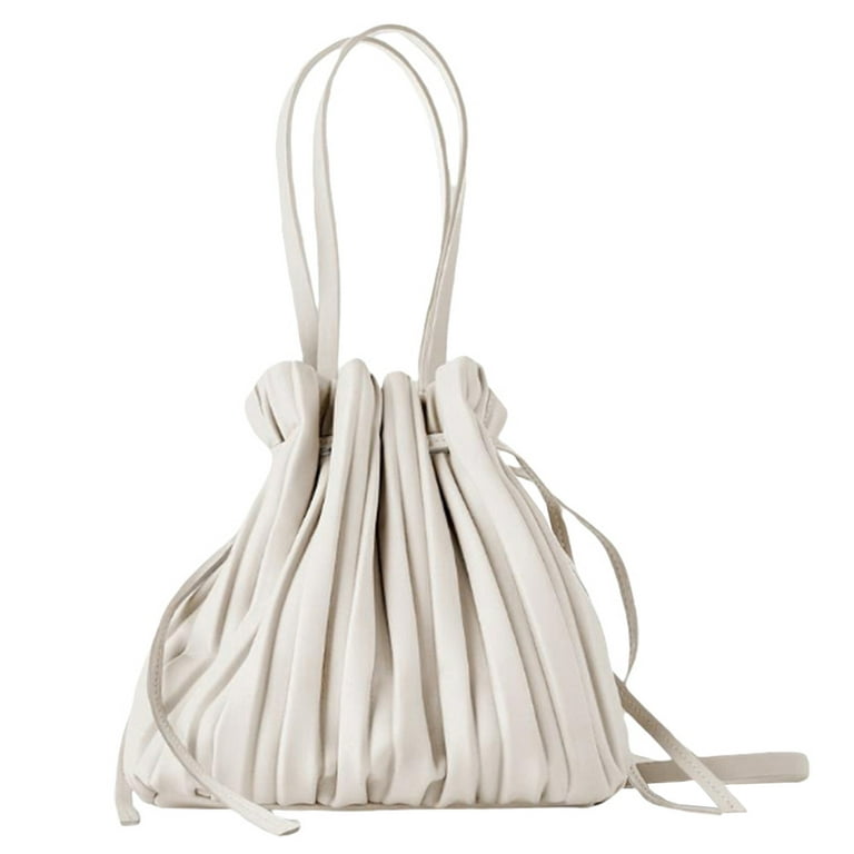 The I Pleated - White Leather Handbag