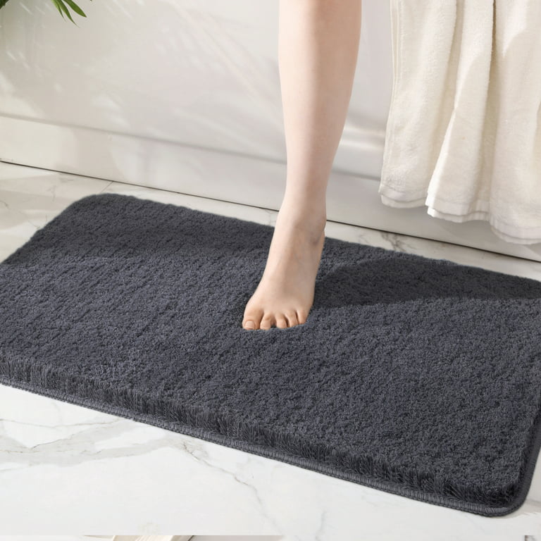 SIXHOME Bath Mats Rugs 16x 24 Quick Dry Bath Mat Gray Bath Rug Super  Absorbent Non Slip Rubber Backed Thin Bathroom Rugs Fit Under Door Washable