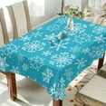 thumbnail image 3 of GZHJMY White Snowflakes on Blue Background Outdoor Tablecloth 60x90In,Rectangle Table Cover Kitchen Dinner for Outdoor and Indoor Party Holiday Hotel BBQ-Christmas341 Home Decor, 3 of 7