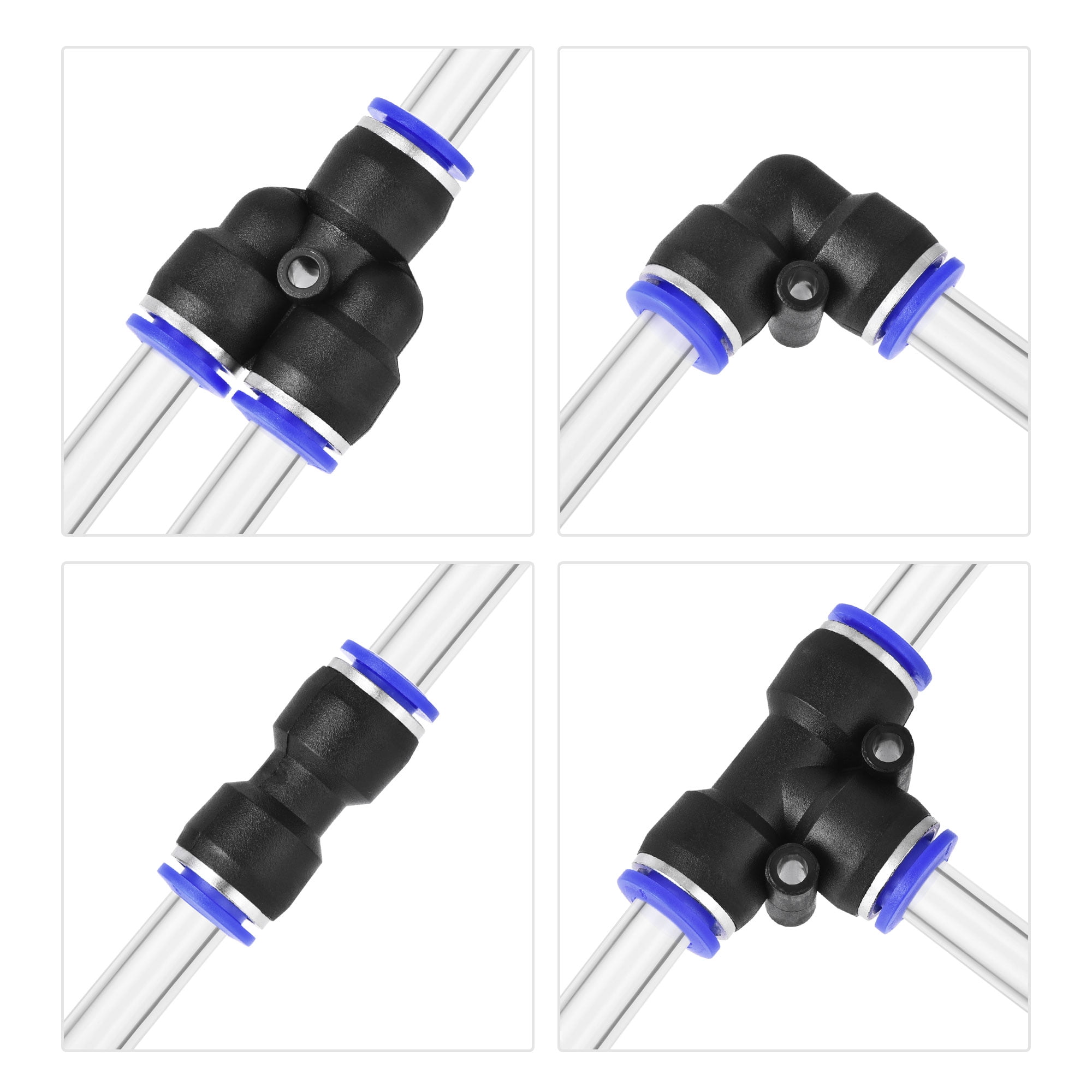 Uxcell 8mm OD PU Air Hose Tubing Kit 10 Meters Clear with 16 Pcs Fittings