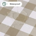 thumbnail image 2 of decorUhome Round Tablecloth, Waterproof Vinyl Flannel Backed Table Cloth, Buffalo Wipeable Plastic Table Cover for Kitchen and Outdoor, Khaki and White, 60" Round, 2 of 9