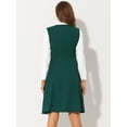thumbnail image 4 of INSPIRE CHIC Robe de Travail pour Femme à Boutons devant, Manches Longues, Col Contrastant, Robe-Chemise, Très Grande, Vert, 4 of 5