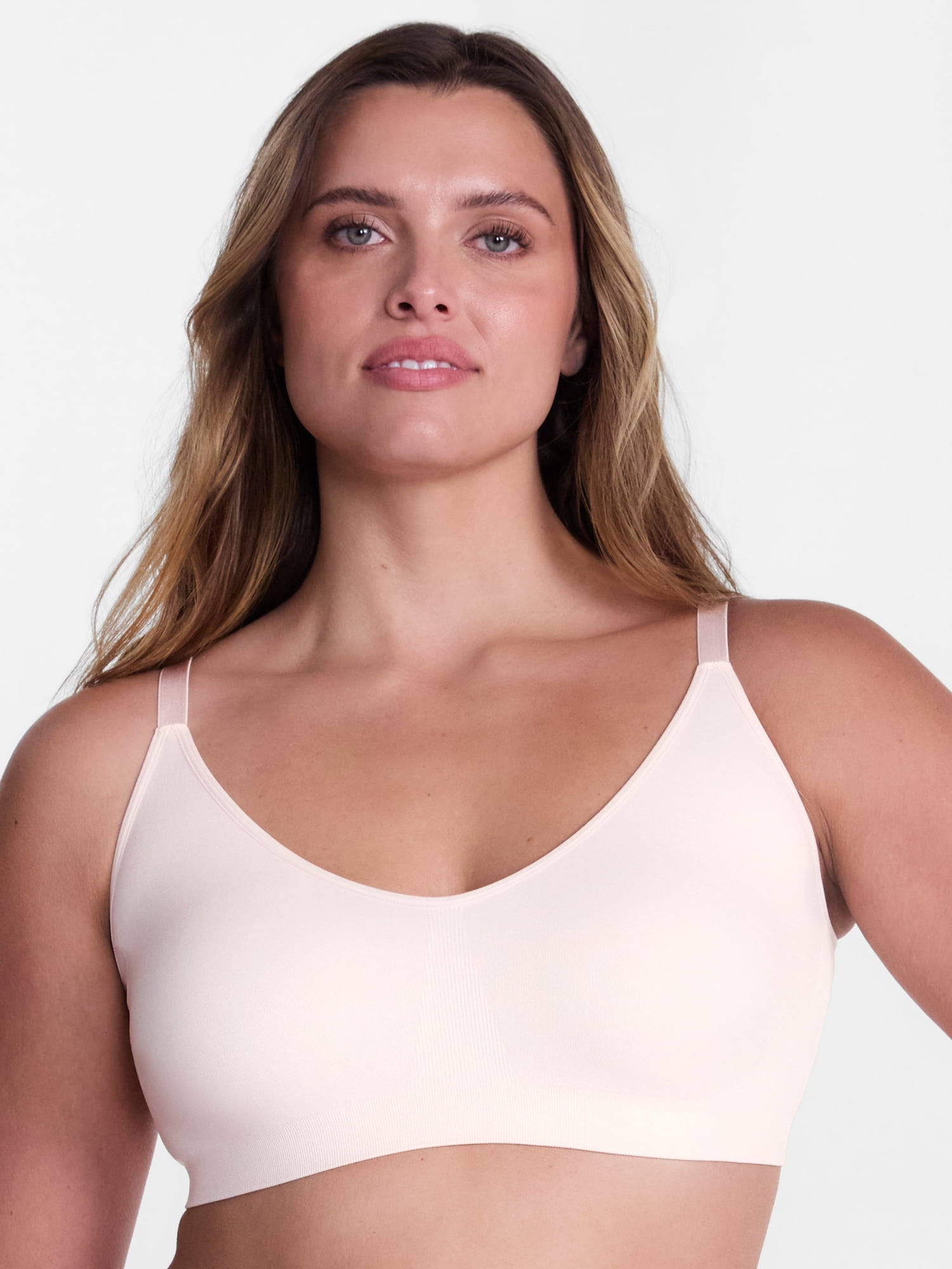 Joyspun Women's Seamless Plunge Pullover Bralette, Removable Padding, Sizes S-XXXL