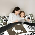 thumbnail image 5 of jejeloiu Wild Deer Bear Full Size Comforter Sets,Patchwork Geometric Grid Bedding Comforter Set,Green White Black Bedding Sets For Adults,Microfiber Bedroom Decor Reversible,3 Pieces, 5 of 8