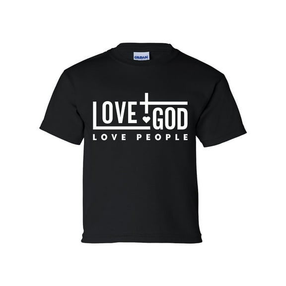 Love God Love People Youth Unisex Kids Christian Short Sleeve T-shirt Graphic Tee Graphic Tee-Black-medium