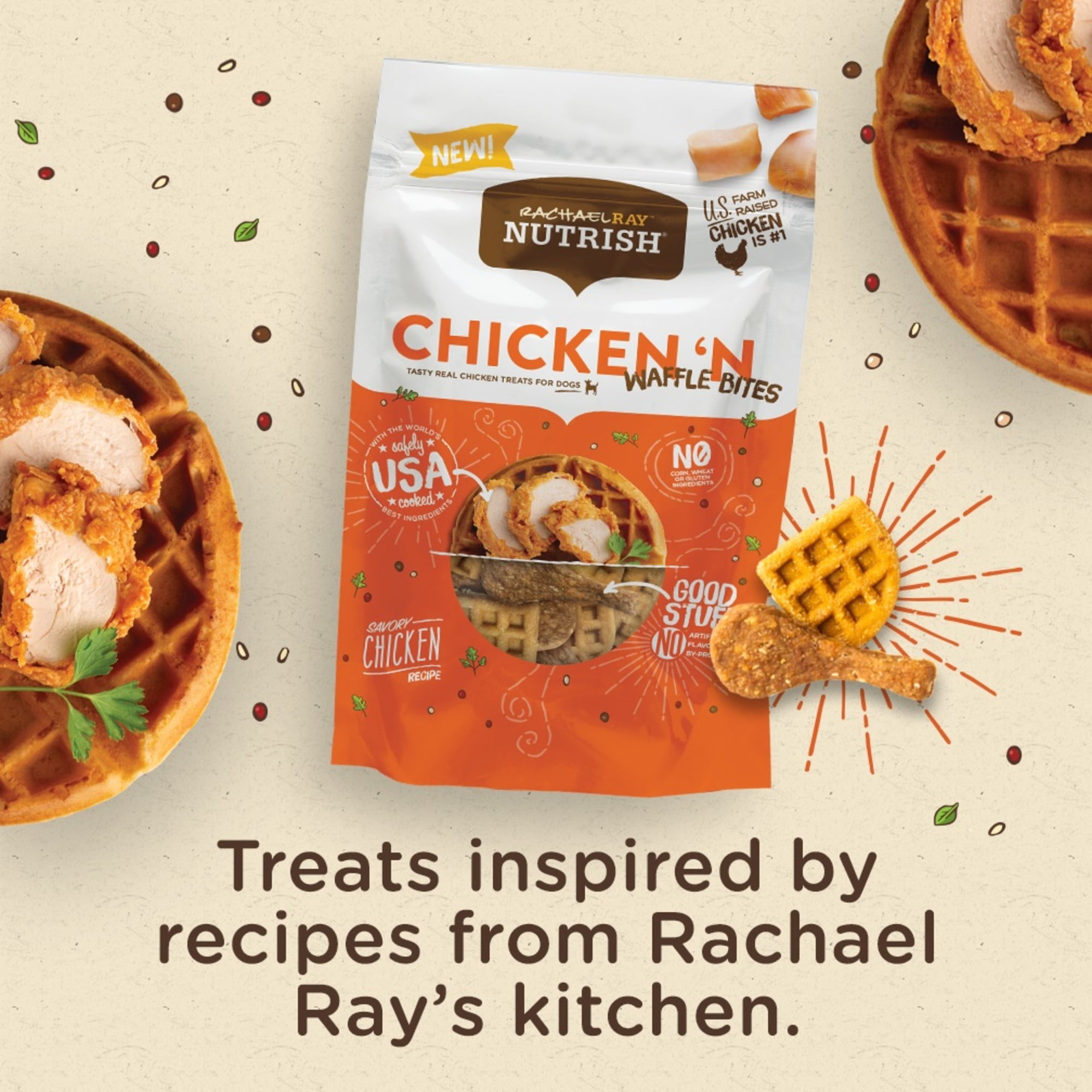 Rachael Ray Nutrish Chicken N Waffle Bites Dog Treats 12 Ounce Bag