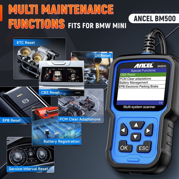 ANCEL BM500 OBD2 Scanner Vehicle Check, All System Car Diagnostic
