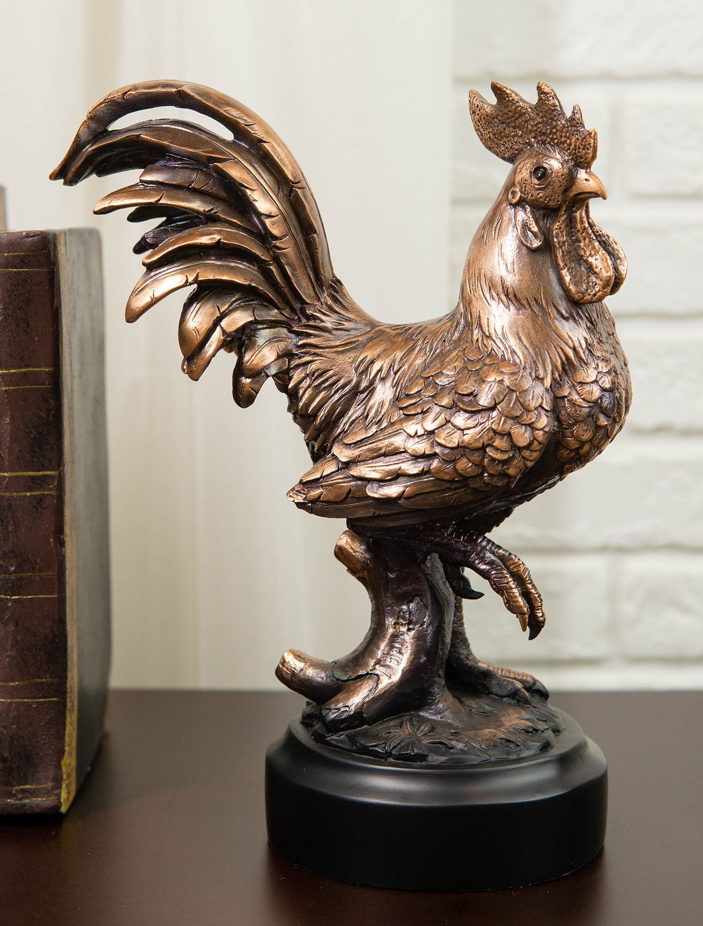 Ebros Decorative Sunshine Country Farm Rooster Bronze Electroplated