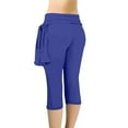 thumbnail image 4 of Prolriy Capri Pants for Women, Womens Pants for Summer Cropped High Waist Yoga Pants Comfy Stretchy Leggings Workout Compression Pants Women's Pants Blue L, 4 of 4