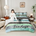 thumbnail image 4 of Homewish Retro Lake House Bedding Comforter Set for Adult, Blue Green Rustic Cabin Twin Comforter Sets, Plant Botanical Reversible Bedding Set, Luxury Bedroom Decor, 2-Piece, 4 of 8