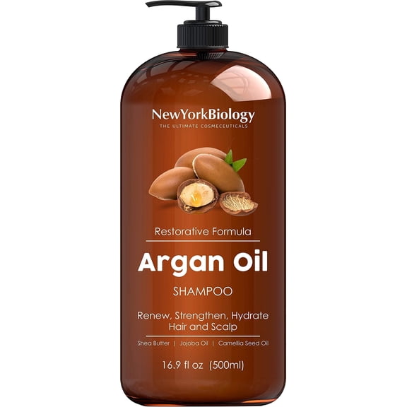 New York Biology Argan Oil Shampoo for Dry & Damaged Hair, 16.9 oz