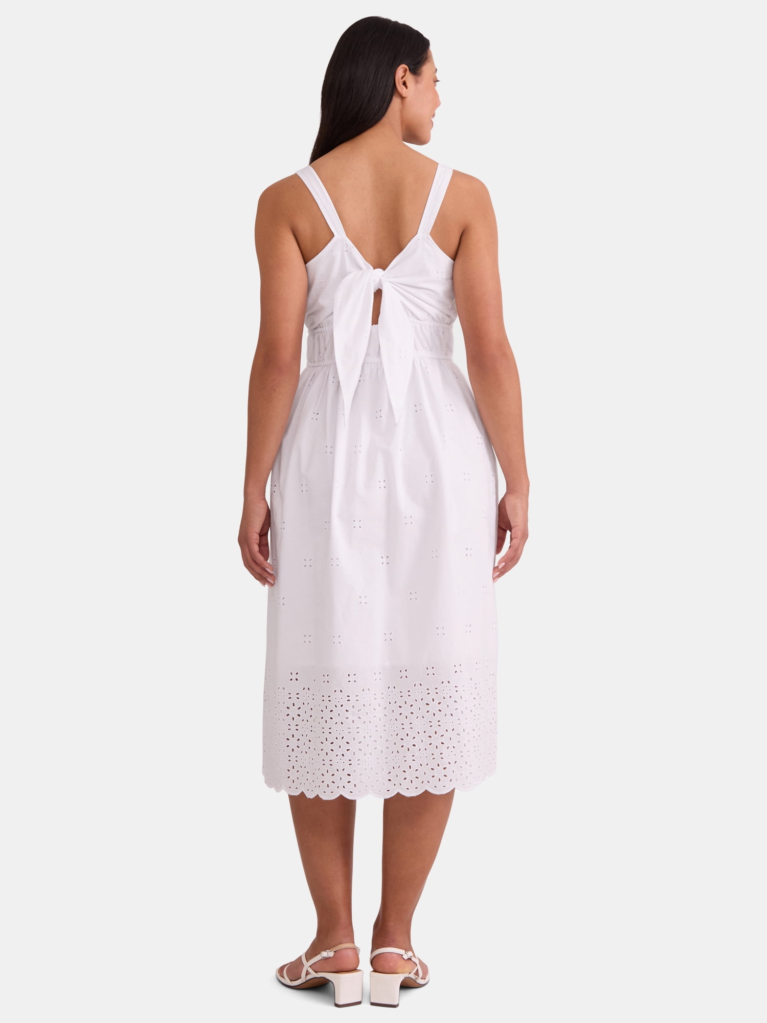 Time and Tru Women's Midi Eyelet Dress, Sizes XS-XXXL