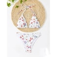 thumbnail image 4 of BRGZLK Womens Gingham Floral Bikini Sets, Two Piece Halter Swimsuit, Triangle Top Tie Back Low Rise Bathing Suits, 4 of 4