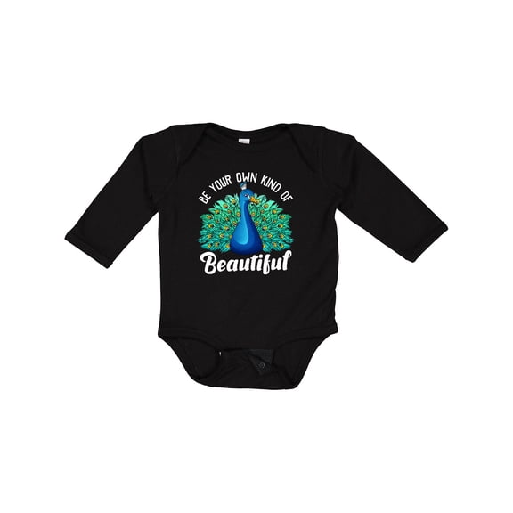 Inktastic Peacock Girls Long Sleeve Baby Bodysuit
