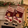 thumbnail image 4 of Darzheoy Christmas Stockings, 2 Pcs Long-Leg Reindeer Doll Embroidery, Indoor Outdoor Christmas Decorations, Holiday Family Decor, Mantel Decor for Fireplace Home, 4 of 7
