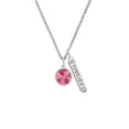 thumbnail image 2 of Delight Jewelry 12mm Crystal Rivoli - Hot Pink Silvertone Forever Bar Charm Necklace, 23", 2 of 4