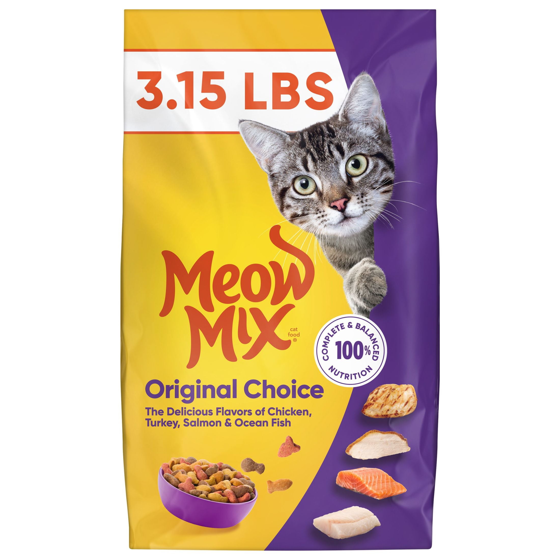 エルモ　ELMO ADULT DRY FOOD FOR CATS Meow Mix, Dry Cat Food, 3.15 lb, Indoor Health for Adult Cats