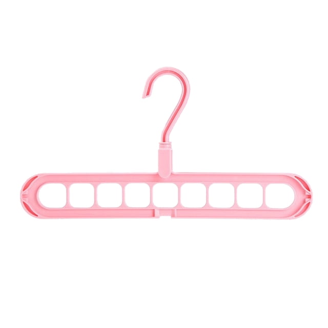 Mistaha Innovative Rotating Magic Hanger with 9 Holes, Space-Saving Folding Design - Pink | Durable PP Material | Vertical & Horizontal Use | 6 Colors Available