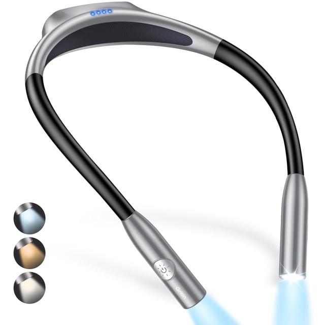 Luz LED de lectura para cuello, granulada, 3 colores, gris regulable